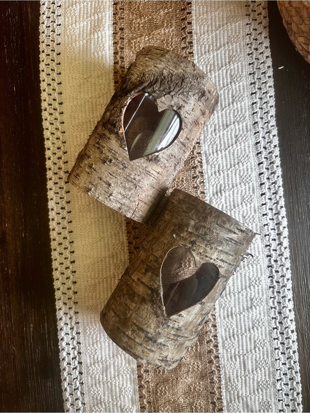 Home Essentials Birch Heart Candle Holders Set of 2